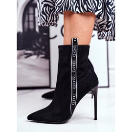 GOE Bottes Pour Femmes À Talons Hauts En Daim Noir GG2N3005 le noir 3