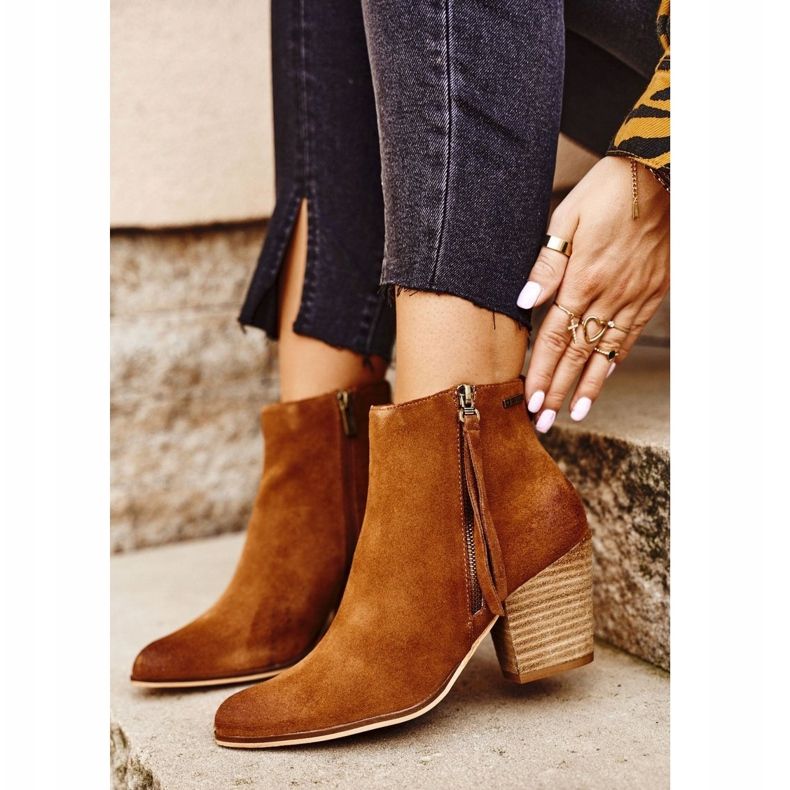 Bottes pour femmes à talons hauts Big Star Camel GG274364 brun multicolore 1