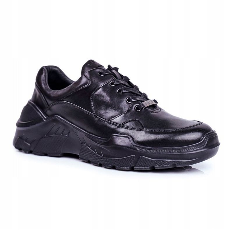 GOE Chaussures de sport pour hommes en cuir noir GG1N3014 1