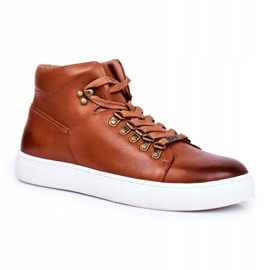 Baskets en cuir pour hommes GOE Marron GG1N3011 brun 1