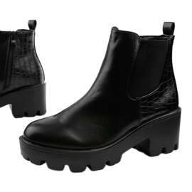 Bottines plates noires en éco-cuir Established le noir 1