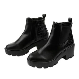 Bottines plates noires en éco-cuir Established 2