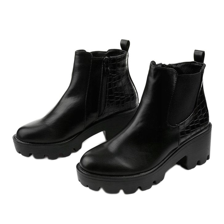 Bottines plates noires en éco-cuir Established 2