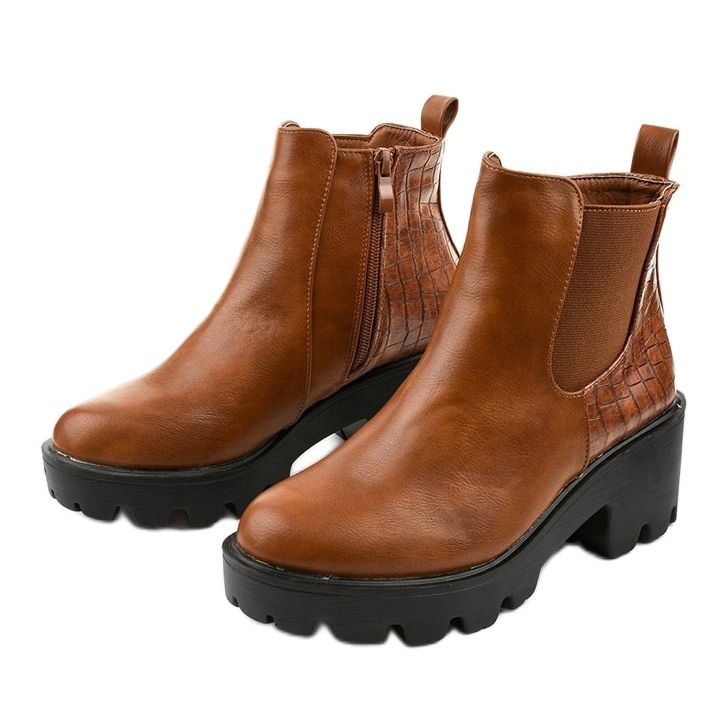 Bottines plates marron en éco-cuir Established brun 2
