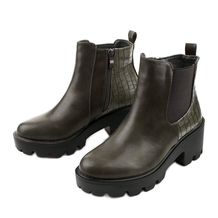 Bottines plates grises en éco-cuir Established 2 Bottines plates grises en éco-cuir Established 2