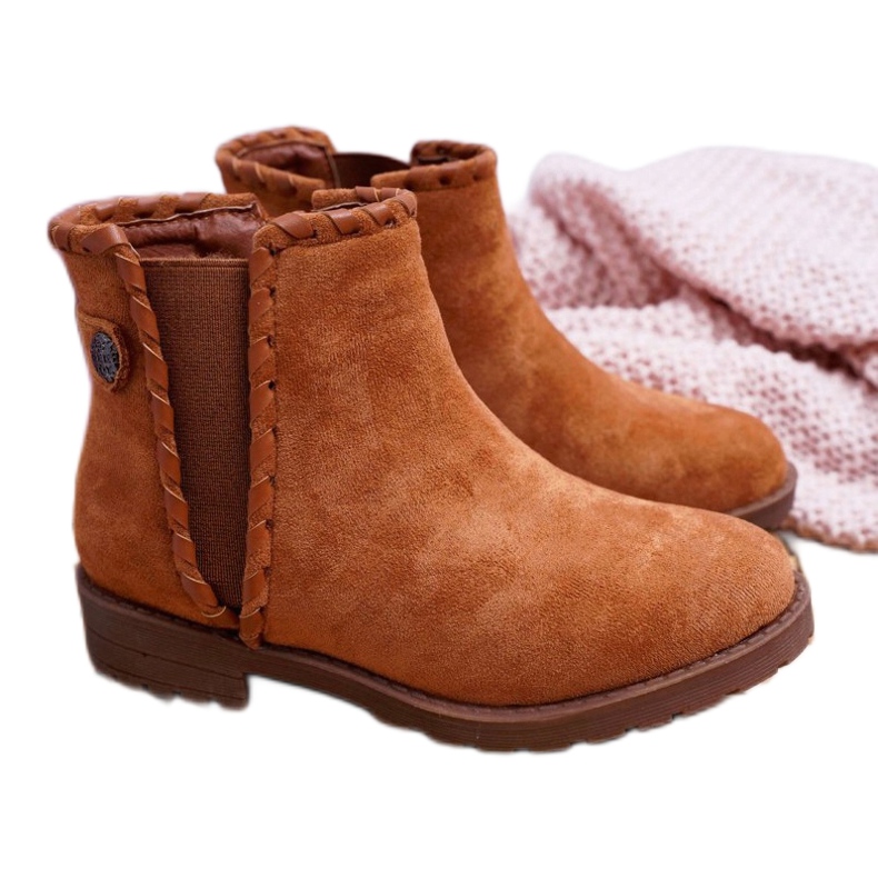 POPA Bottes Enfant Talon Plat Camel Sicarro brun 2