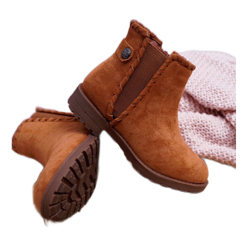 POPA Bottes Enfant Talon Plat Camel Sicarro brun 4