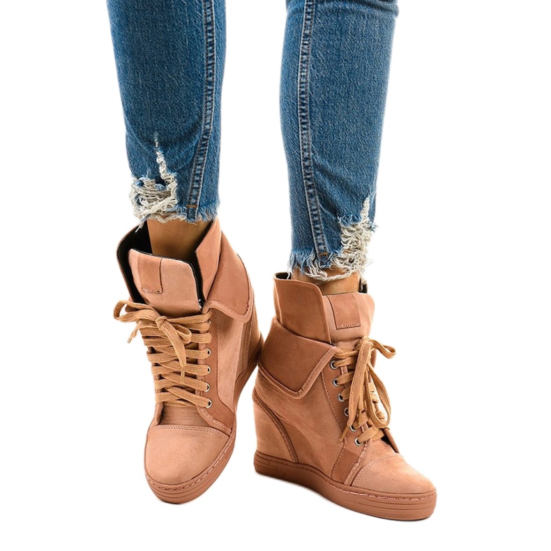 Baskets roses à lacets compensés B12-22 1 Baskets roses à lacets compensés B12-22 1