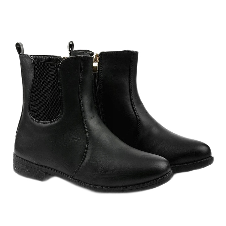 Bottines plates noires avec élastique et fermeture éclair Trini le noir 2