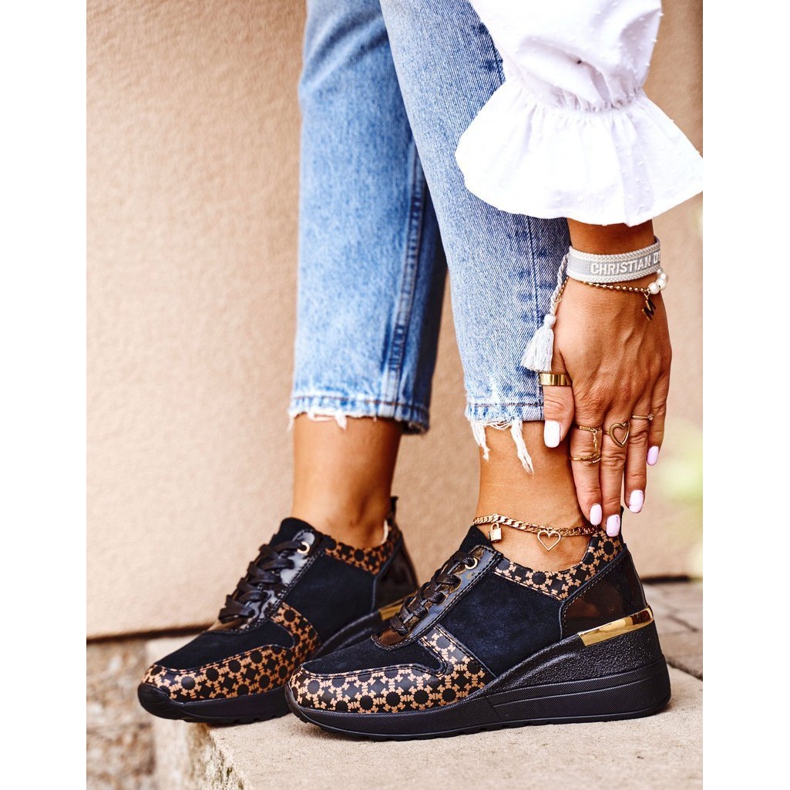 S.Barski Chaussures Sport Femme Baskets Cuir Noir Metronus beige le noir d'or 1