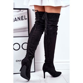 S.Barski Bottes Pour Femmes À Talons Hauts En Daim Noir Huanto le noir 4