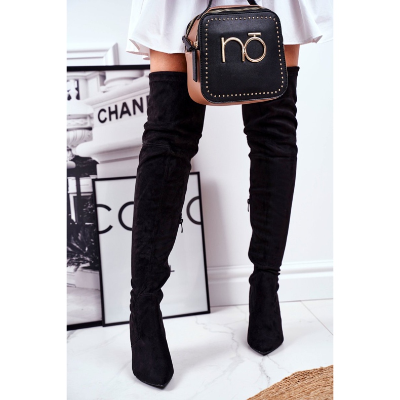 S.Barski Bottes Pour Femmes À Talons Hauts En Daim Noir Huanto le noir 2