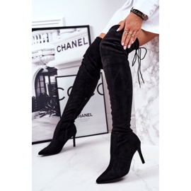 S.Barski Bottes Pour Femmes À Talons Hauts En Daim Noir Huanto le noir 5