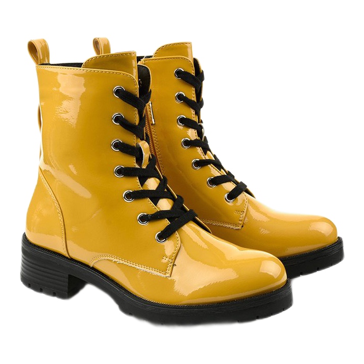 Boots Slider laquées jaunes 2
