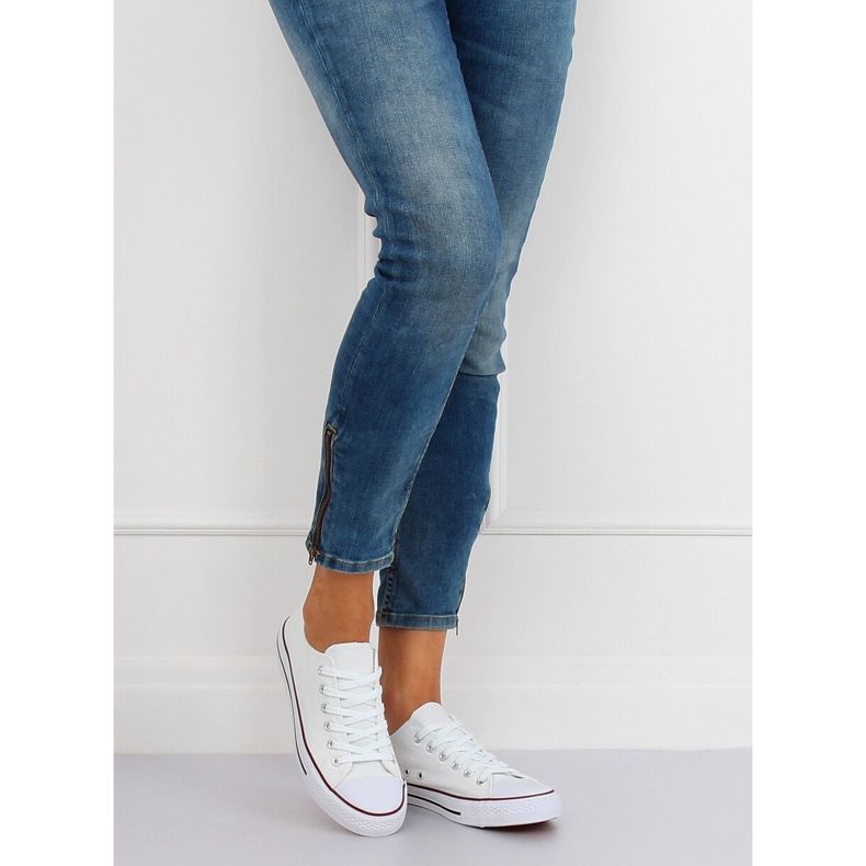 Baskets classiques blanches pour femmes JD05P BLANC / ROUGE 1