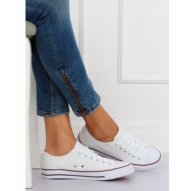 Baskets classiques blanches pour femmes JD05P BLANC / ROUGE 2