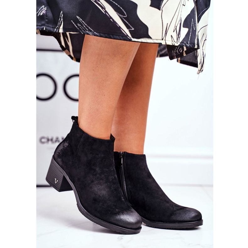 Vinceza Bottines Femme Talon Daim Noir Volares le noir 2