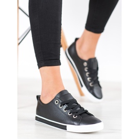 SHELOVET Baskets en cuir écologique le noir 1