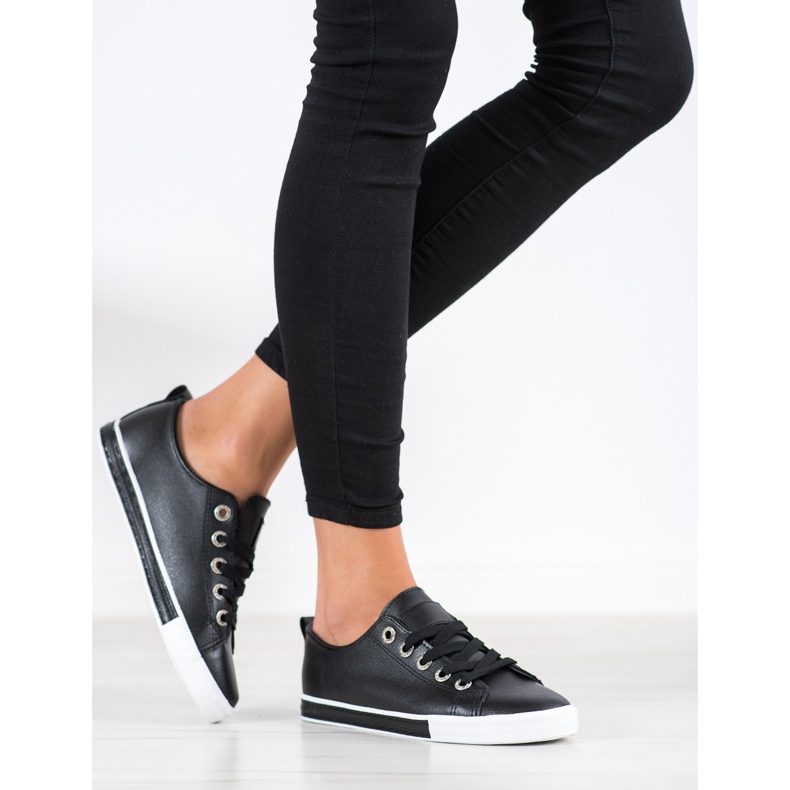 SHELOVET Baskets en cuir écologique le noir 2