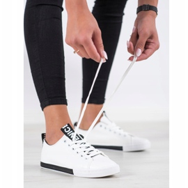 SHELOVET Baskets en cuir écologique blanche le noir 1