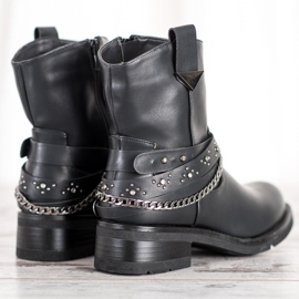 Seastar Bottes de rock à la mode le noir 1