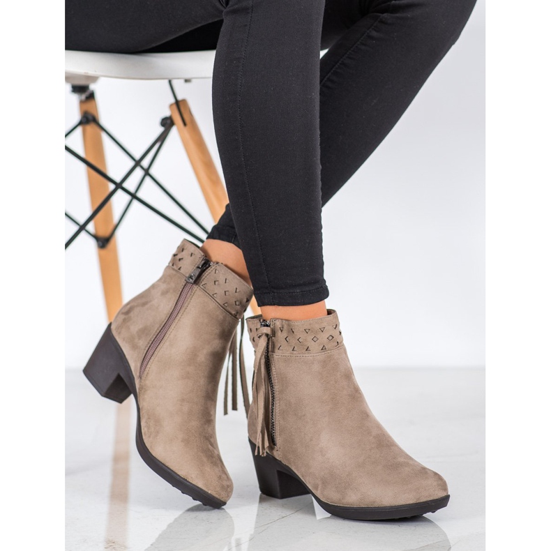 Kylie Bottines beiges à franges 1