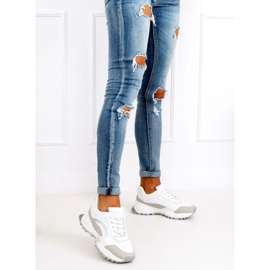 Blanc et gris LA87P Chaussures de sport grises 1