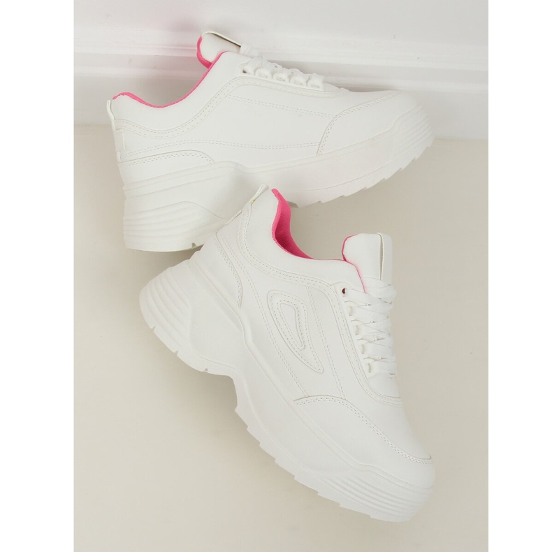 Chaussures de sport blanches LA78P Fushia à semelle haute rose 1 Chaussures de sport blanches LA78P Fushia à semelle haute rose 1