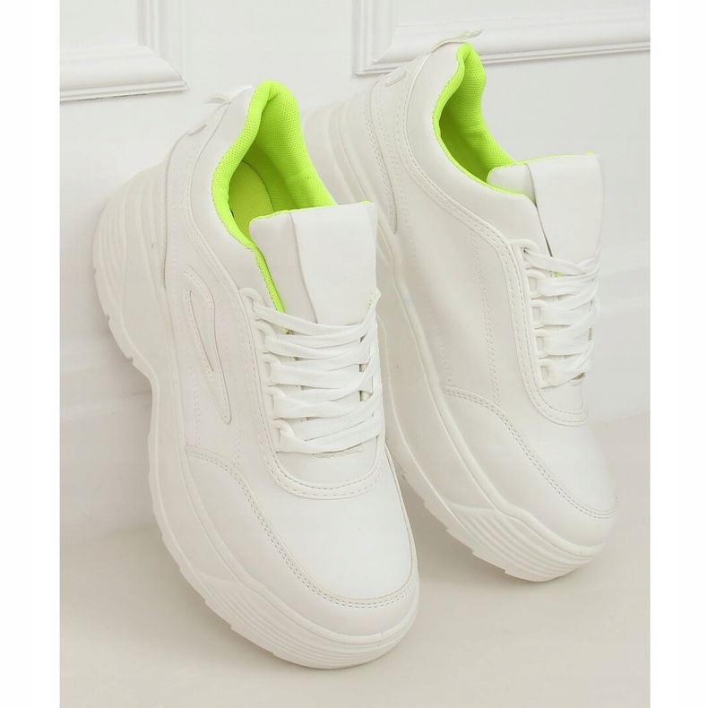 Blanc LA78P Chaussures de sport à semelle haute jaune blanche 1