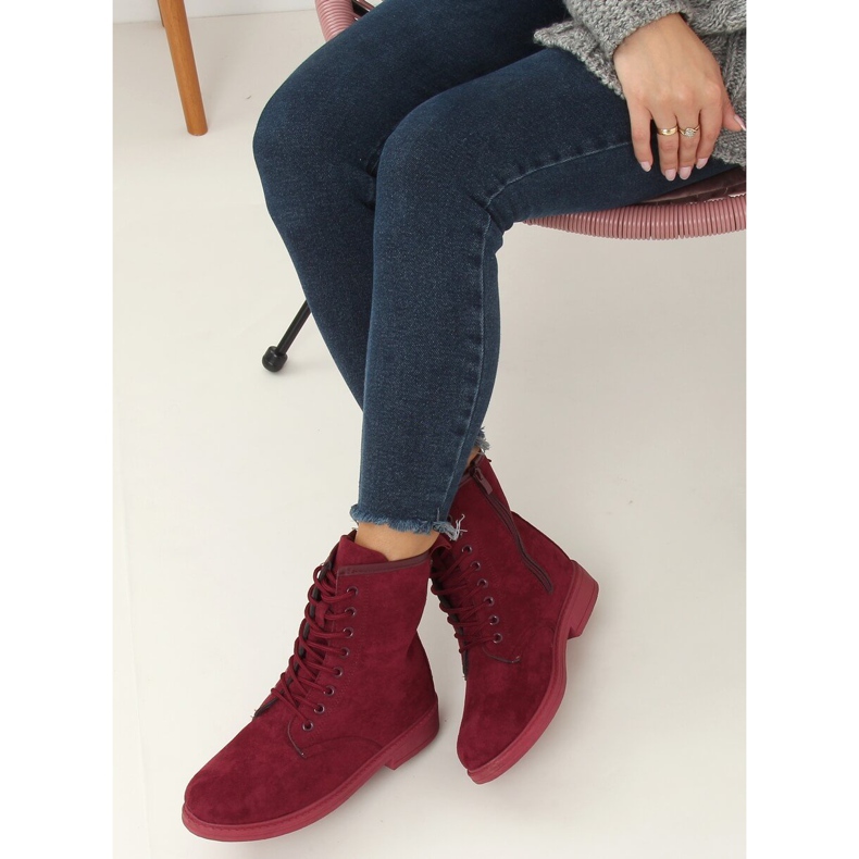 Bottines à lacets bordeaux E2002 Wine rouge 2
