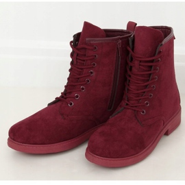 Bottines à lacets bordeaux E2002 Wine rouge 1
