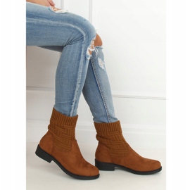 Bottines avec un pull camel E2100 Tige en pull camel brun 2