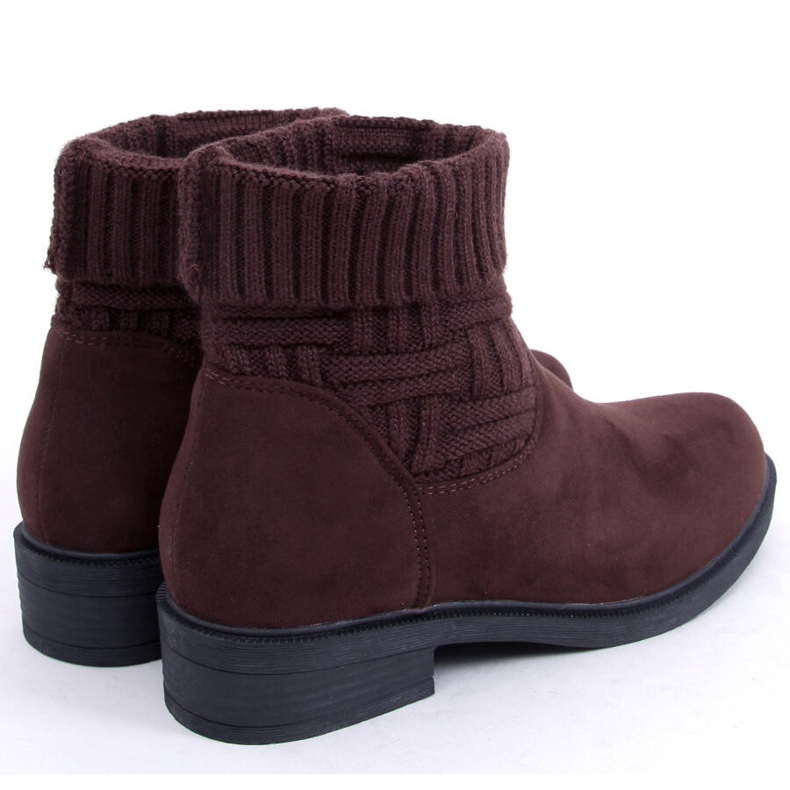 Bottines avec dessus en pull marron E2100 Marron brun 2
