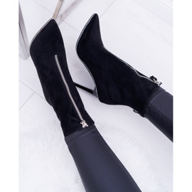 LU BOO Bottines Femme À Talons Hauts Deux Fermetures En Daim Noir Suzy le noir 5