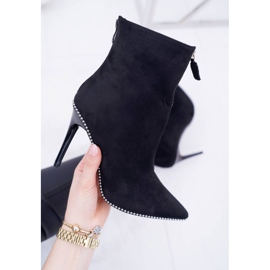 LU BOO Bottines Femme À Talons Hauts Deux Fermetures En Daim Noir Suzy le noir 7