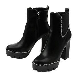 Bottines noires à fermeture éclair 18801-1 élastiquée le noir 2