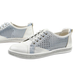 PA1 Baskets en éco-cuir ajourées blanches A18-6252 1