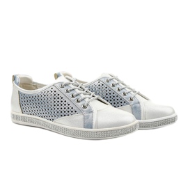 PA1 Baskets en éco-cuir ajourées blanches A18-6252 3
