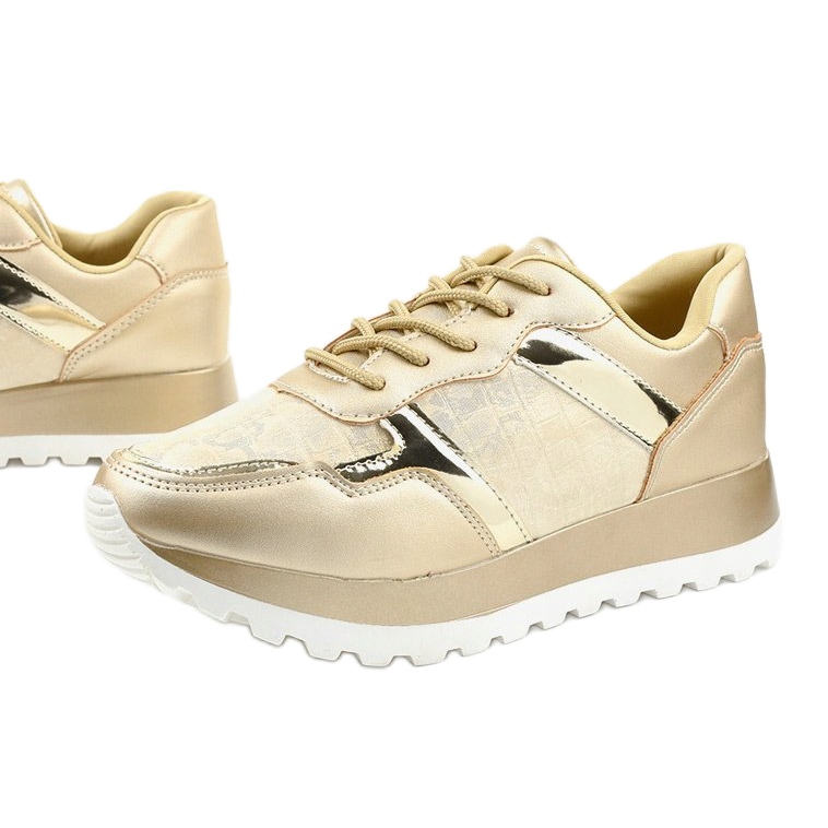 Baskets de sport en cuir écologique doré 2019-447 1