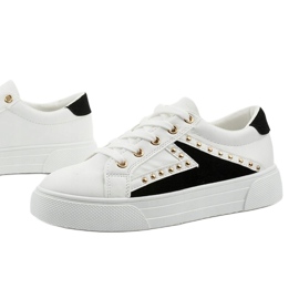 Baskets classiques blanches avec strass A88-69 noir 1
