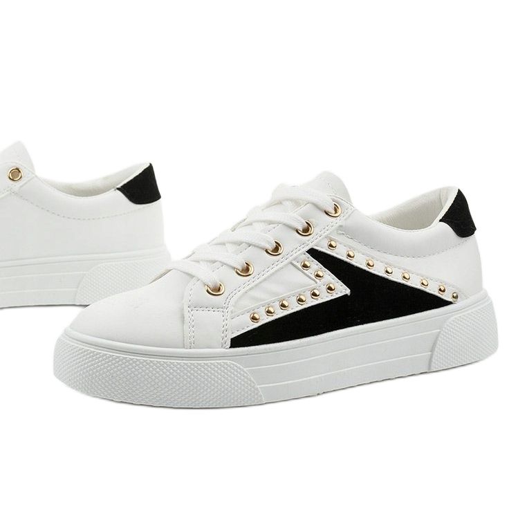 Baskets classiques blanches avec strass A88-69 noir 1