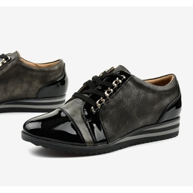 Baskets compensées à la mode noires 15S8621 le noir 1