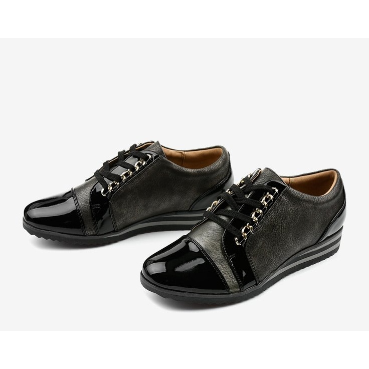 Baskets compensées à la mode noires 15S8621 2