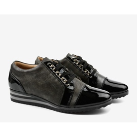 Baskets compensées à la mode noires 15S8621 le noir 3
