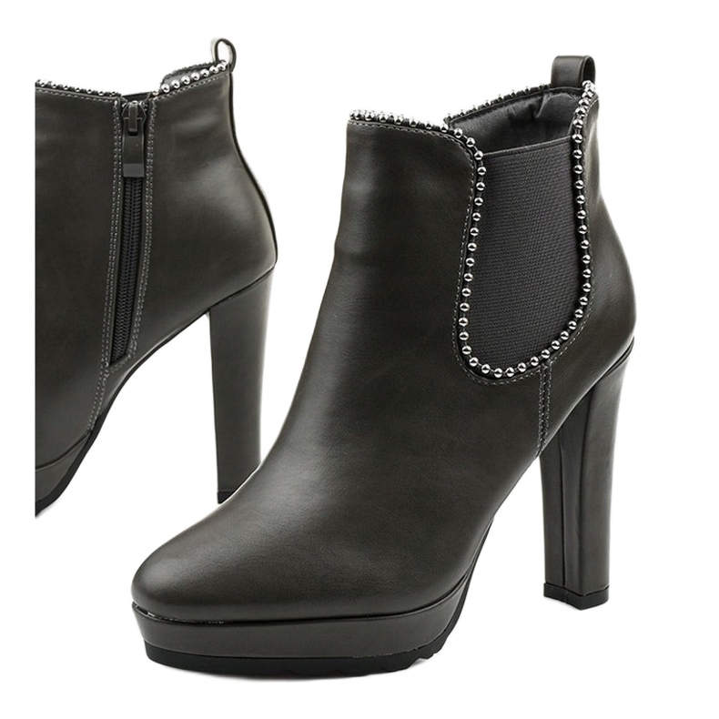 Bottes grises sur le poteau avec une fermeture éclair et un élastique Circus 1