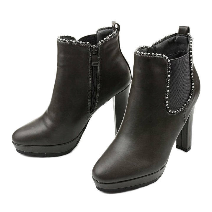 Bottes grises sur le poteau avec une fermeture éclair et un élastique Circus 2