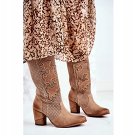 Exquisite Bottines Femme à talon haut Cuir Beige Romarin 2 Exquisite Bottines Femme à talon haut Cuir Beige Romarin 2