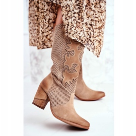 Exquisite Bottines Femme à talon haut Cuir Beige Romarin 1 Exquisite Bottines Femme à talon haut Cuir Beige Romarin 1