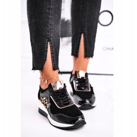 Vinceza Chaussures de sport pour femmes Baskets en cuir noir 21-7778 le noir 2