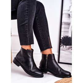 S.Barski Bottines Femme Bottines Chelsea Chaudes Talon Plat Cuir Noir Fernir le noir 2